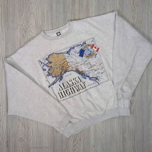 Vintage 90s Cotton Deluxe Fleece Alaskan Highway Pullover Sweater USA Size XL